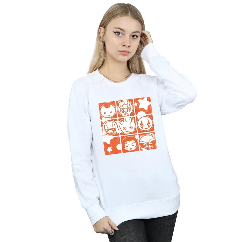 Marvel Women's Kawaii Guardians Of The Galaxy Retro Sweatshirt in White Size: 2XL White 2XL