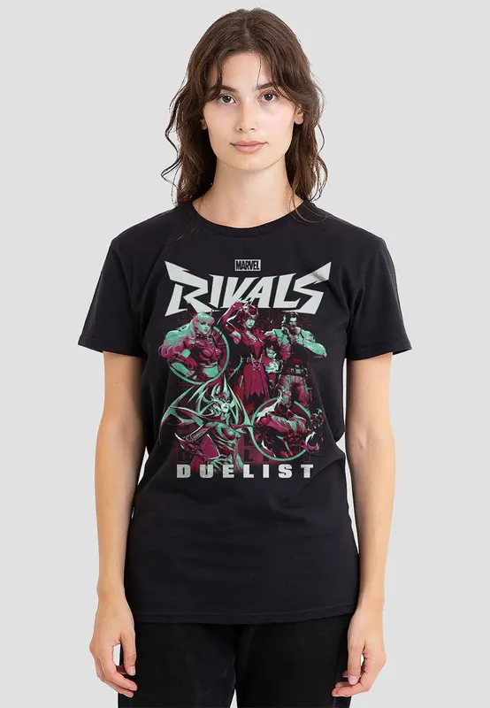 Marvel Women's Rivals Duelist Trend T-Shirt, Black Size: XL - Black - Size: XL