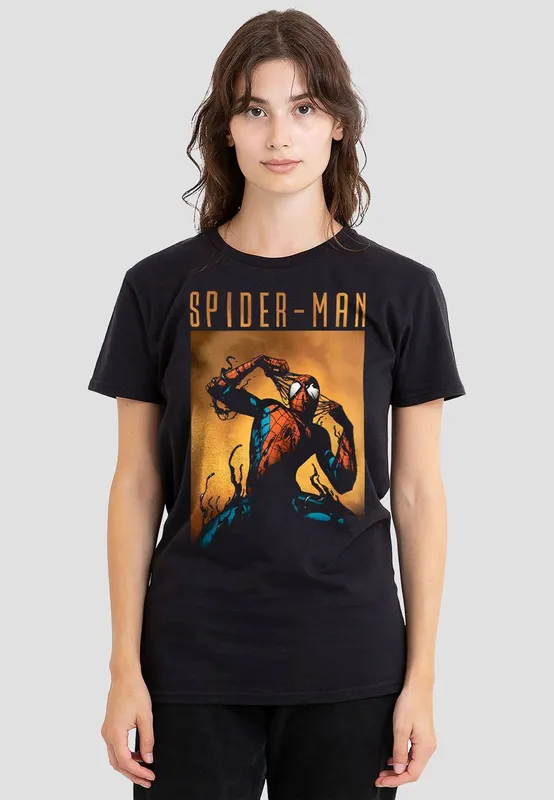 Marvel Women's SpiderMan Creeping Venom T-Shirt, Black Size: 2XL - Black