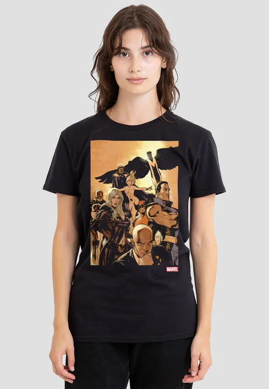Marvel Women's XMen Team Cover T-Shirt, Black Size: Large Black