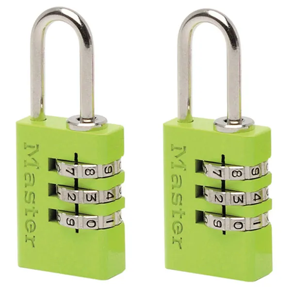 Master Lock Aluminium Combination Padlocks 3 Digit Colour 20Mm X 2 in Green Green