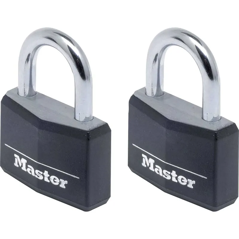 Masterlock Aluminium Vinyl Padlock Keyed Alike 40mm Black Standard