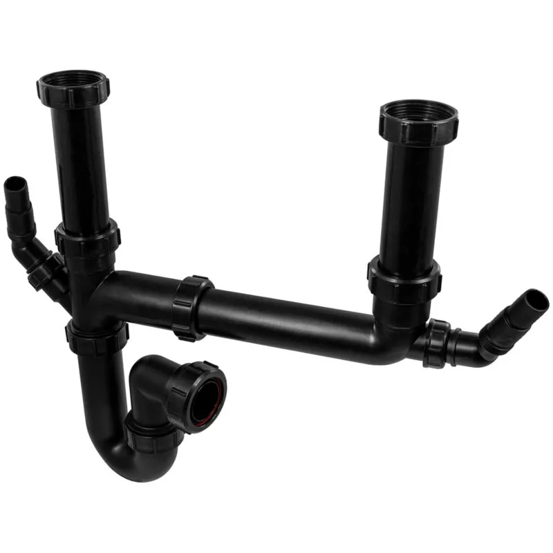 McAlpine Black Double Bowl Sink Kit Durable 1.5 Bowl Design
