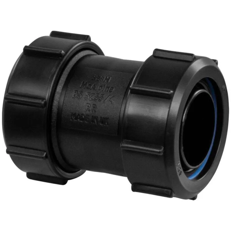 Mcalpine - Black Multifit Straight Connector 1.25' S28M-BL