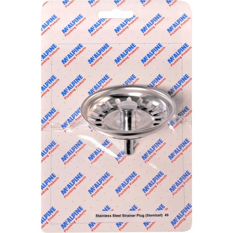 Mcalpine - Card-49 Stainless Steel Stemball Strainer Plug - bwstss-top