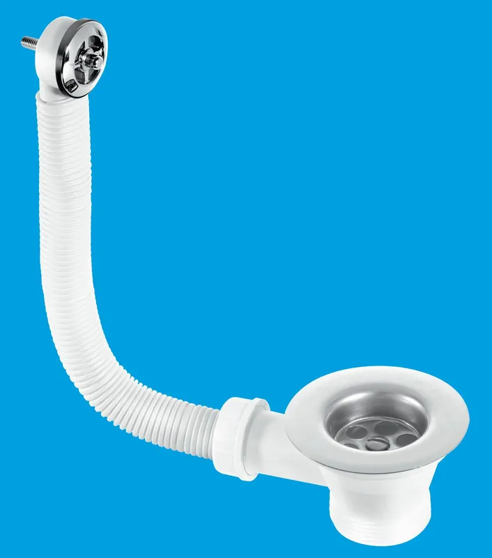 McAlpine FSW2P Sink Combined Waste & Overflow - Nut & Bolt Overflow Connection in White White