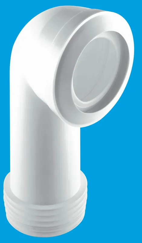 McAlpine 90 Degree Bend Long Macfit Wc Connector White Mac-8L