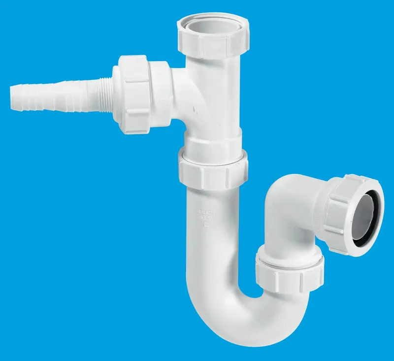 McAlpine WM1 75mm Water Seal Tubular Swivel 'P' Trap with 1.5" Multifit Outlet & inlet connection for the discharge from a domestic appliance in White White