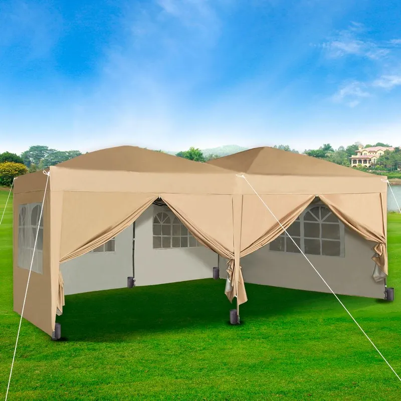 Mcc Direct 3x6m Pop Up Gazebo With Removable Sides & Storage Bag in Beige Beige