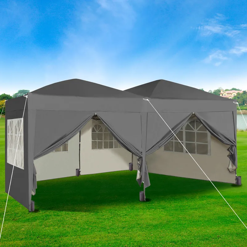 Mcc Direct 3x6m Pop Up Gazebo With Removable Sides & Storage Bag in Grey Grey