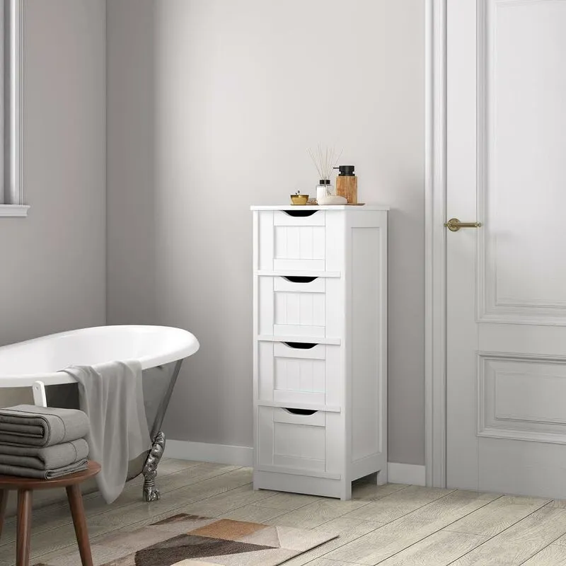 Mcc Direct - Bathroom Floor Storage Cabinet Bathroom Storage Unit 4 Drawers Toby white