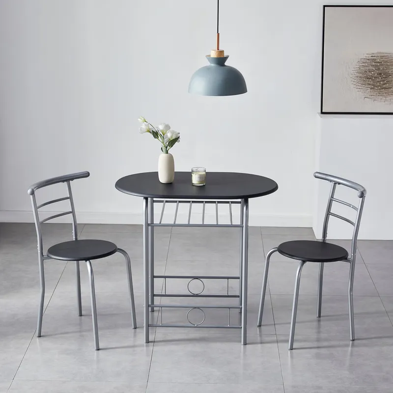 Mcc Direct Breakfast Bar Table with 2 chairs Barley in Black Black