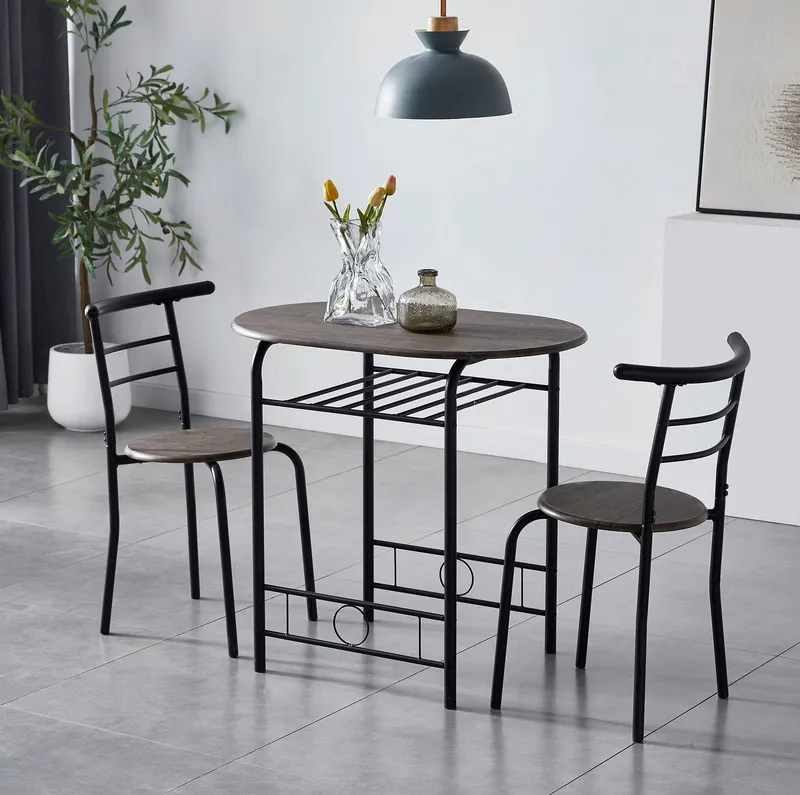 Mcc Direct Breakfast Bar Table with 2 chairs Barley in Dark Brown Dark Brown