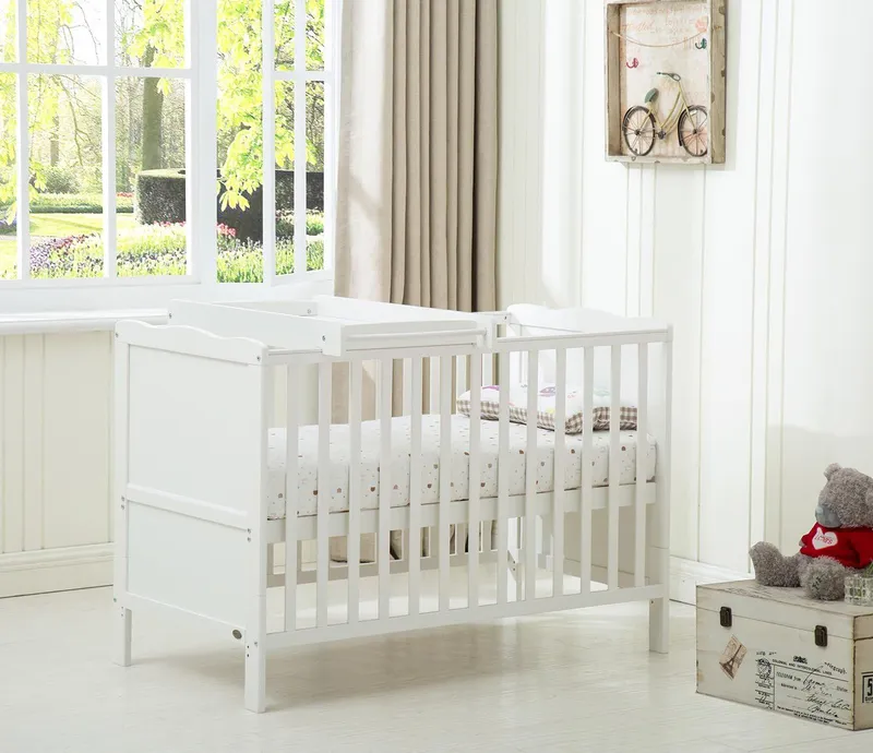 Mcc Direct CozyCubs Wooden Baby Cot Bed With Top Changer Orlando in White Size: 1 Pack White 1 Pack