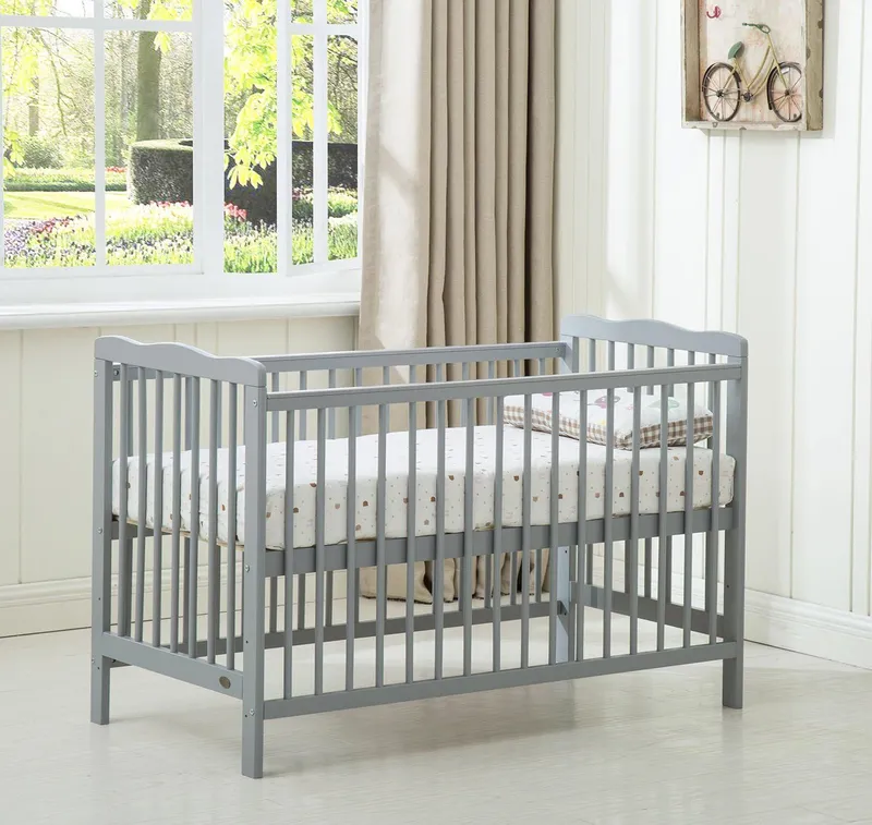 Mcc Direct CozyCubs Wooden Baby Cot Crib with Mattress Brooklyn in Grey Size: 1 Pack Grey 1 Pack