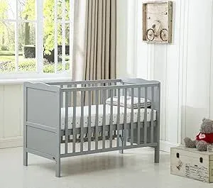 Mcc Direct CozyCubs Wooden Cotbed Baby Cot Bed with Mattress - Orlando in Grey Size: 1 Pack Grey 1 Pack