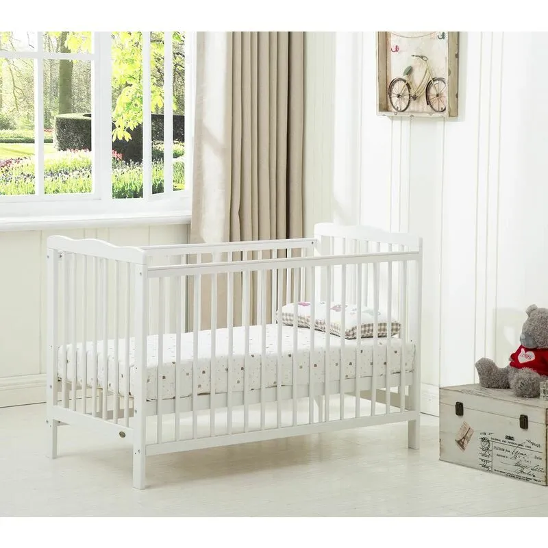 Mcc Direct Mcc Brooklyn Baby Cot Crib With Water repellent Mattress White