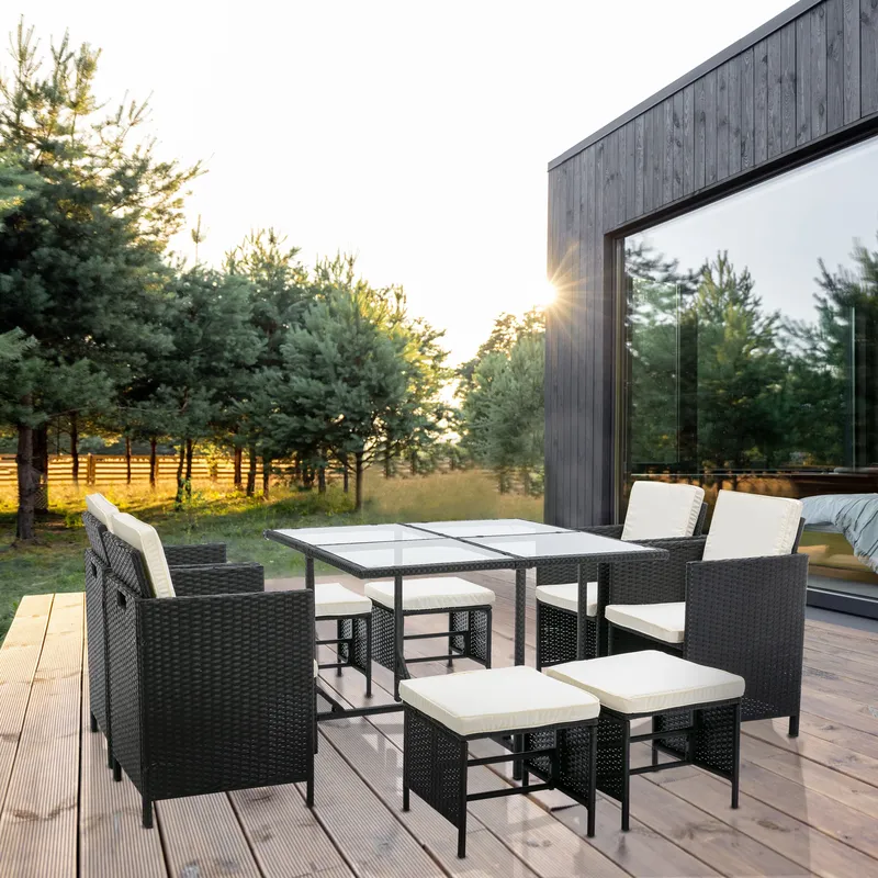 Mcc Direct Rattan Garden Furniture Table & Chair set Cuba in Black Black