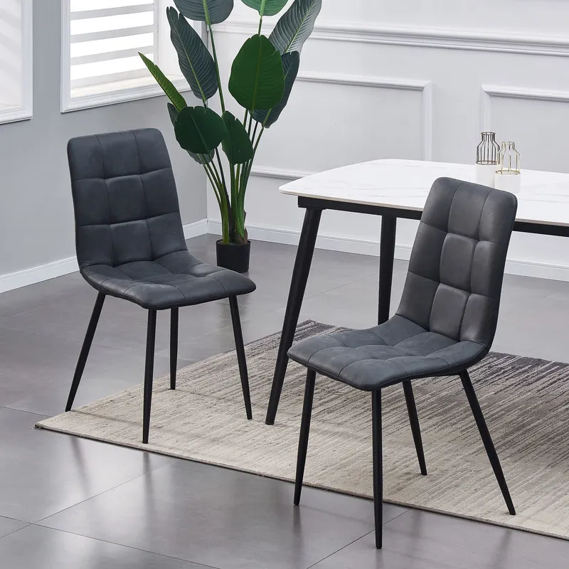 Mcc Direct Set of 2 Faux Suede Leather Dining Chairs Henri in Black Black