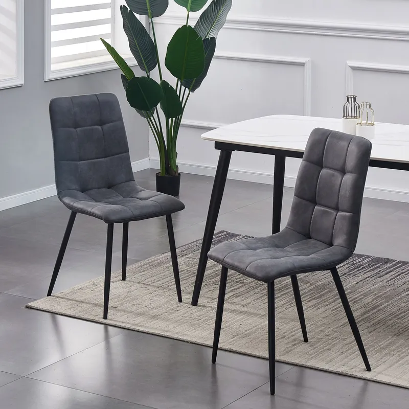 Mcc Direct Set of 2 Faux Suede Leather Dining Chairs Henri in Dark Grey Dark Grey