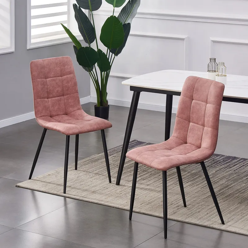 Mcc Direct Set of 2 Faux Suede Leather Dining Chairs Henri in Dusty Pink Dusty Pink