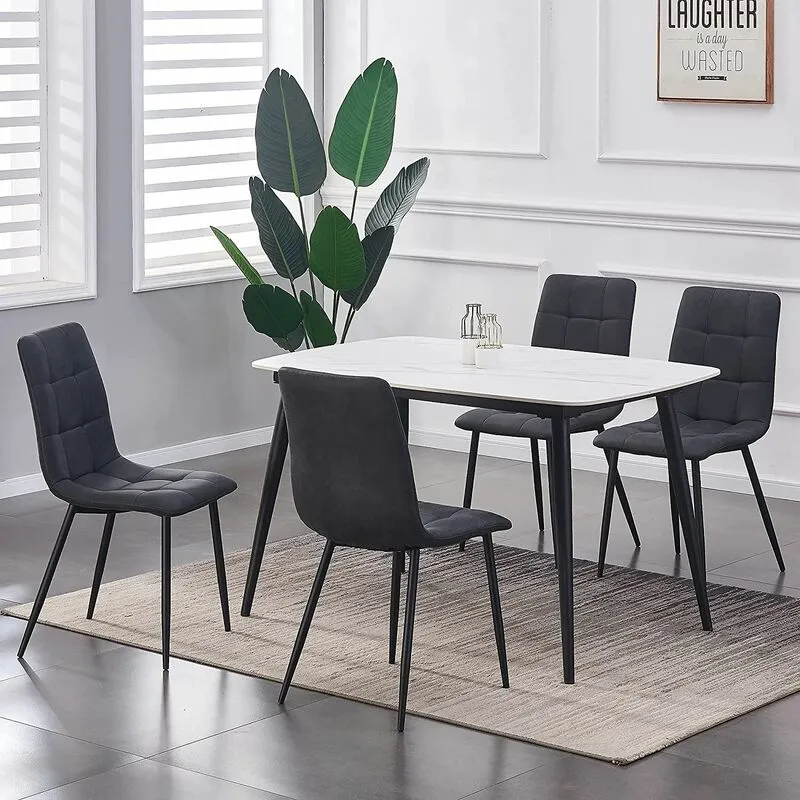 Mcc Direct - Set of 4 Faux Matte Suede Leather Dining Chairs home & restaurants Henri black