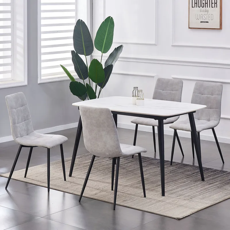 Mcc Direct Set of 4 Faux Suede Leather Dining Chairs Henri in Light Grey Light Grey