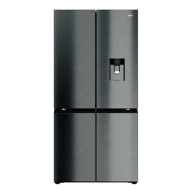 Haier HCW79F19EHSB Four Door Cube 90 Series 7 Fridge Freezer With Ice & Water - Black Steel