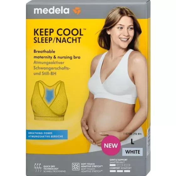 Medela Keep Cool Sleep Maternity Nursing Bra 1 un. White L