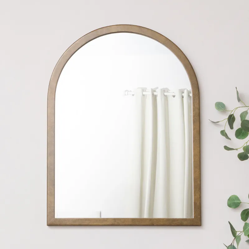 Bronze Framed Arched Wall Mirror - 60cm x 80cm Material: Mirrors