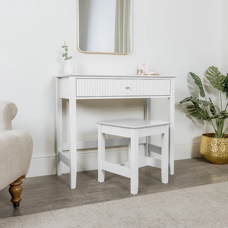 Melody Maison Dressing Table & Stool Set - Hales White Range White