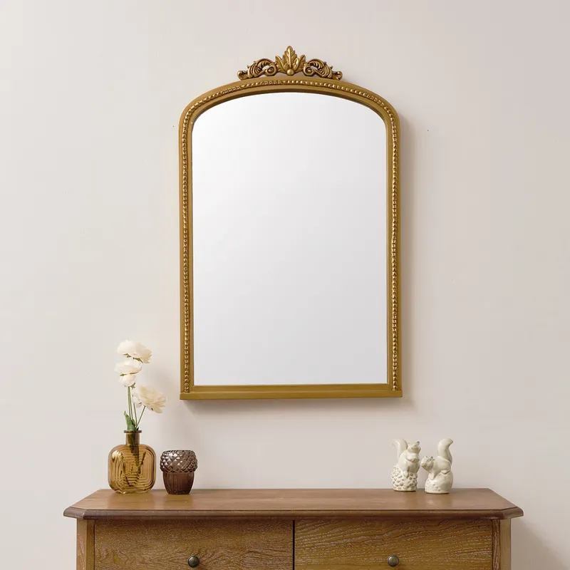 Large Arched Ornate Edge Gold Mirror 80cm x 50cm Material: Mirrors