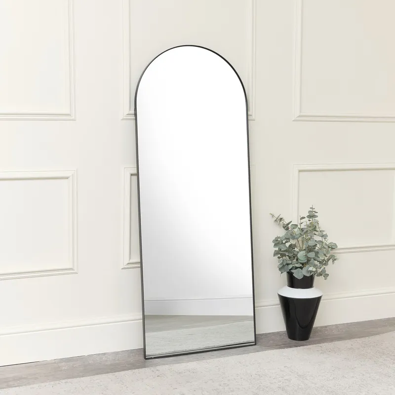 Large Black Arched Leaner Mirror 150cm x 60cm Material: Mirrors