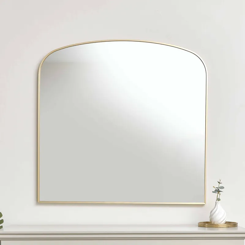 Large Gold Framed Arched Wall Mirror 92cm x 91cm Material: Mirrors