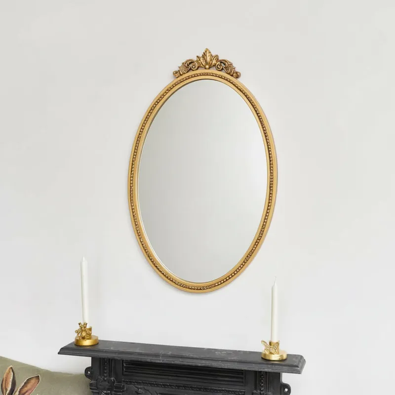 Large Oval Ornate Edge Gold Mirror 80cm x 50cm Material: Mirrors