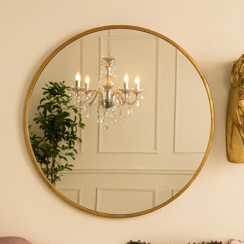 Large Round Gold Framed Wall Mirror 80cm x 80cm Material: Mirrors