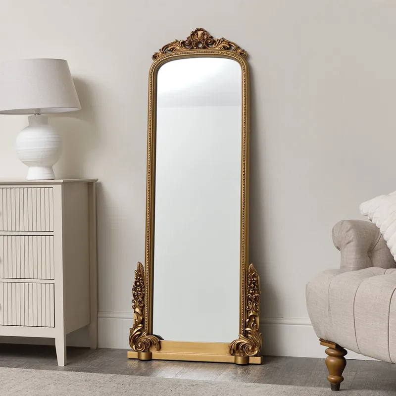 Large Tall Arch Antique Gold Ornate Mirror - 150cm x 60cm Material: Mirrors