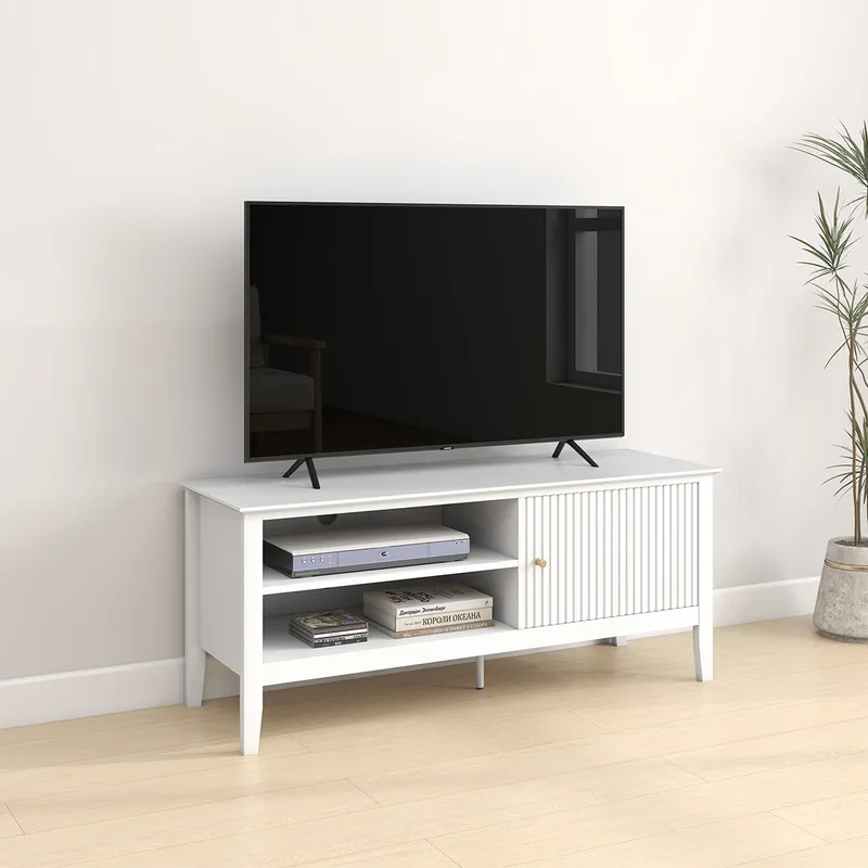 Melody Maison Large White Wooden Tv Cabinet - Hales White Range White