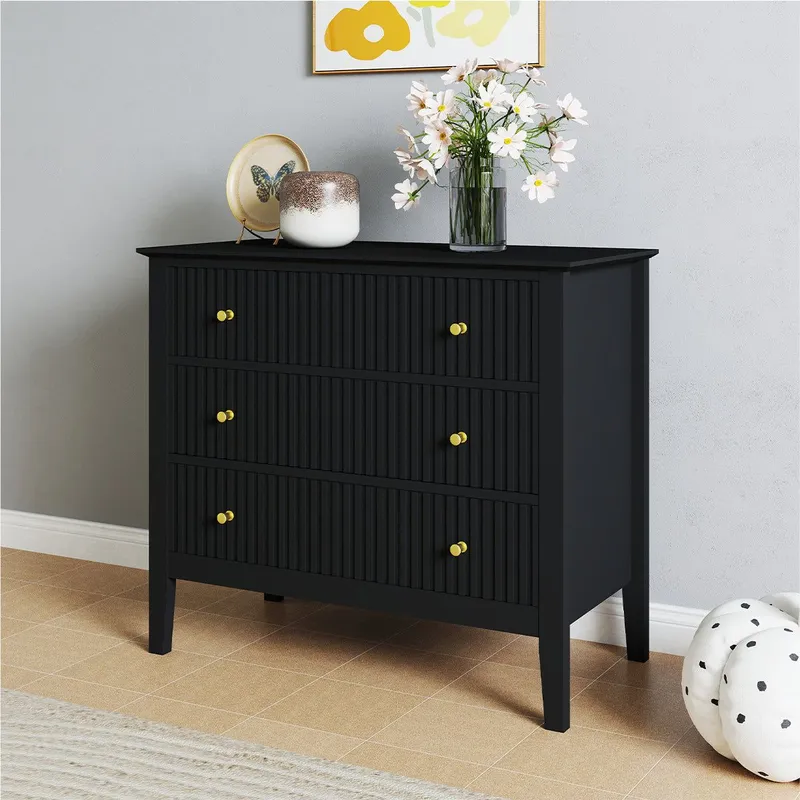 Melody Maison 3 Drawer Chest Of Drawers - Hales Black Range Black