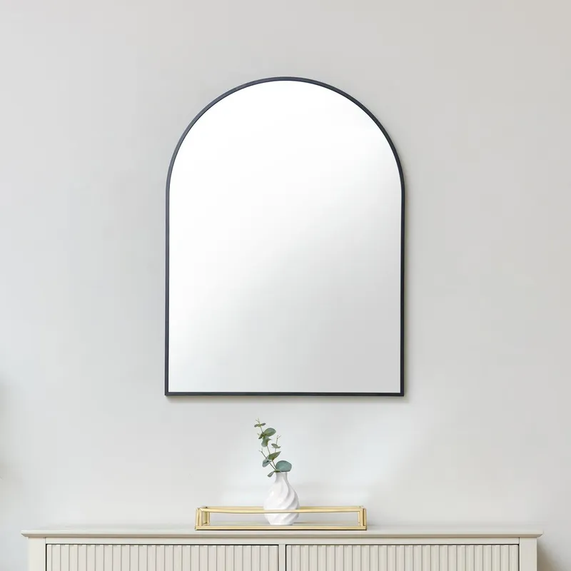 Melody Maison Black Arched Wall Mirror 80cm X 60cm Size: 80 cm X 60 cm Black 80 cm X 60 cm