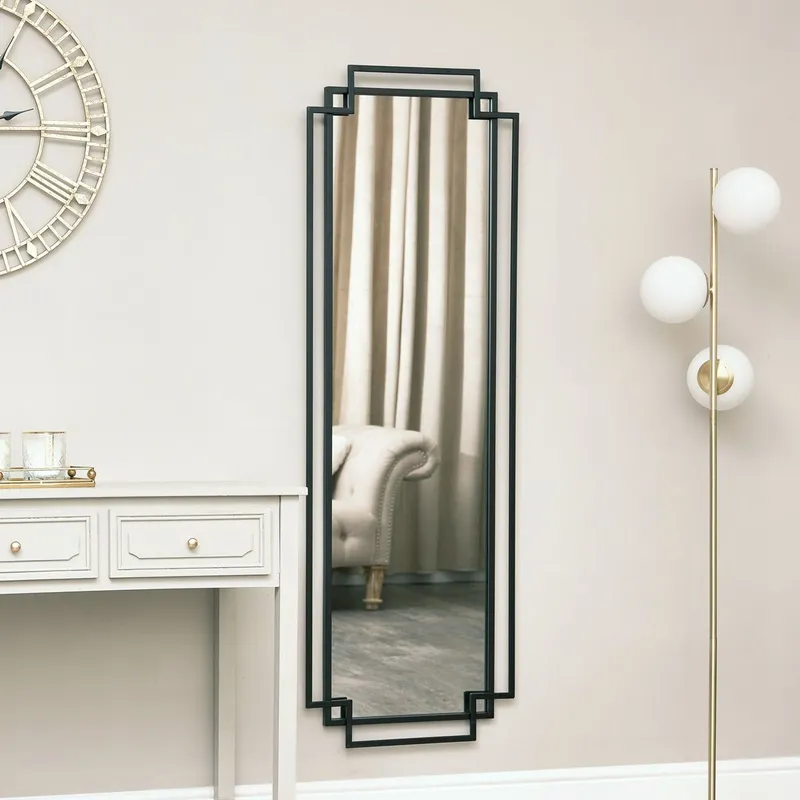 Melody Maison Black Art Deco Wall Mirror 142cm X 47cm Size: 142 cm X 47 cm Black 142 cm X 47 cm