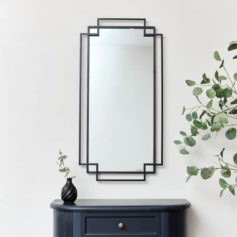 Melody Maison Black Geometric Matt Wall Mirror 94cm X 48cm Size: 94 cm X 48 cm Black 94 cm X 48 cm