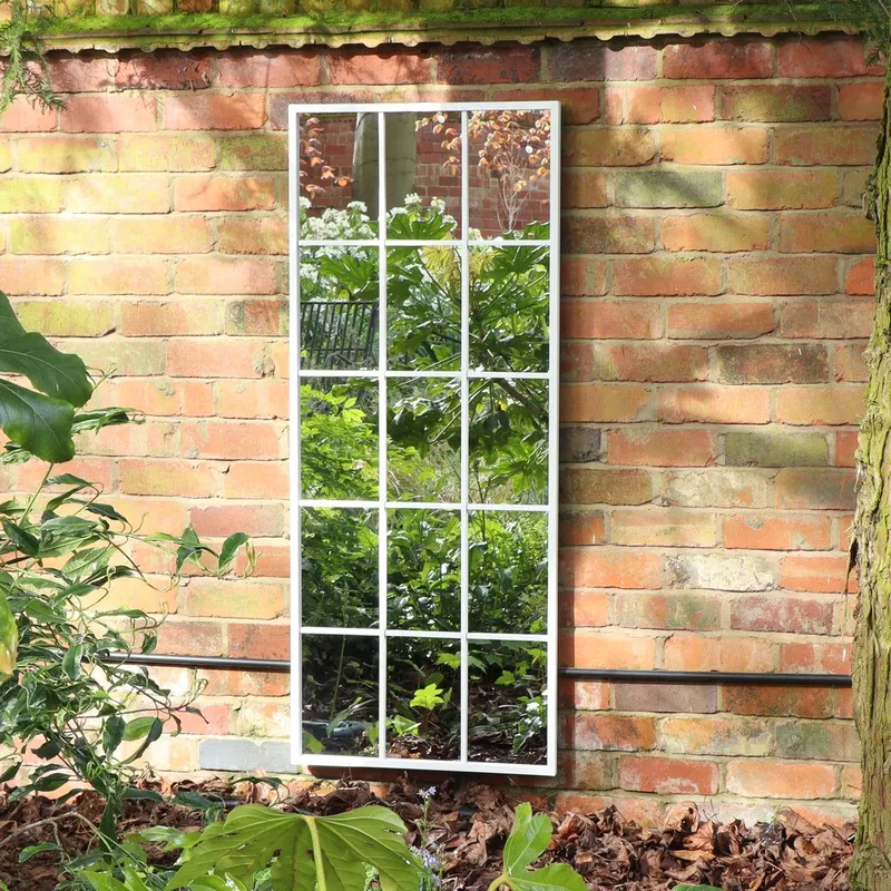 Melody Maison Extra Large White Window Mirror 144cm X 59cm Size: 144 cm X 59 cm White 144 cm X 59 cm