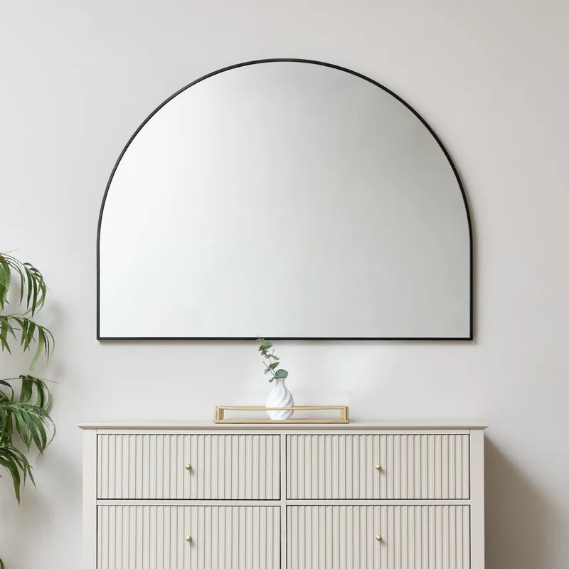 Melody Maison Large Black Arched Wall Mirror 90cm X 120cm Size: 90 cm X 120 cm Black 90 cm X 120 cm