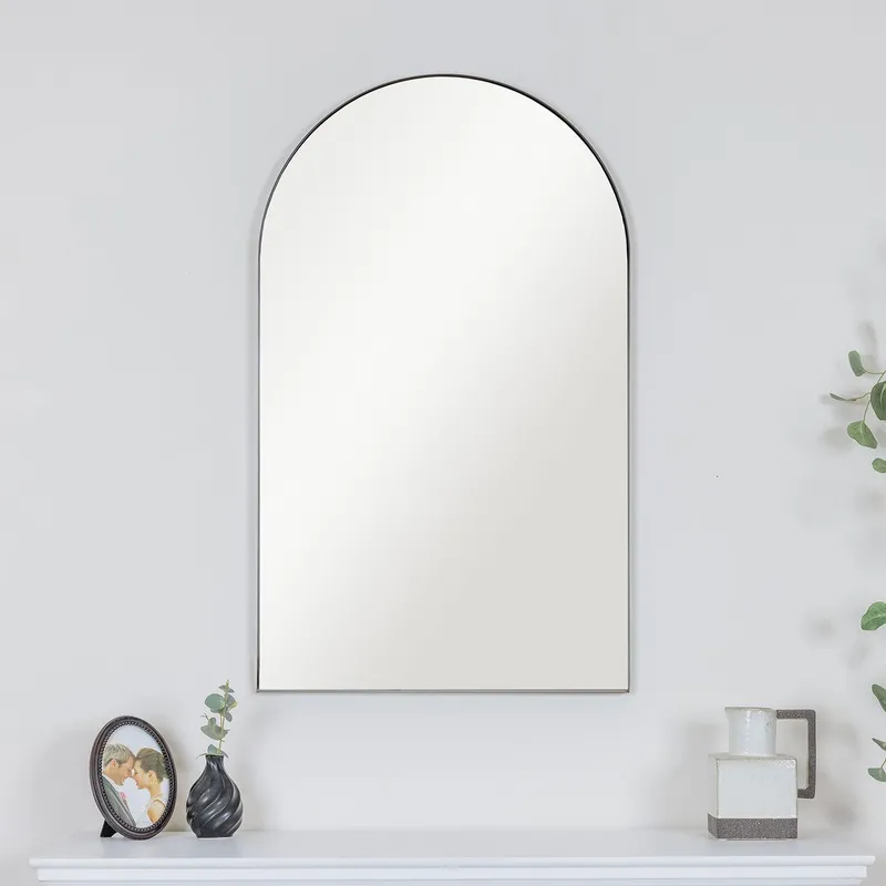 Melody Maison Large Framed Black Arched Mirror 100cm X 60cm Size: 100 cm X 60 cm Black 100 cm X 60 cm