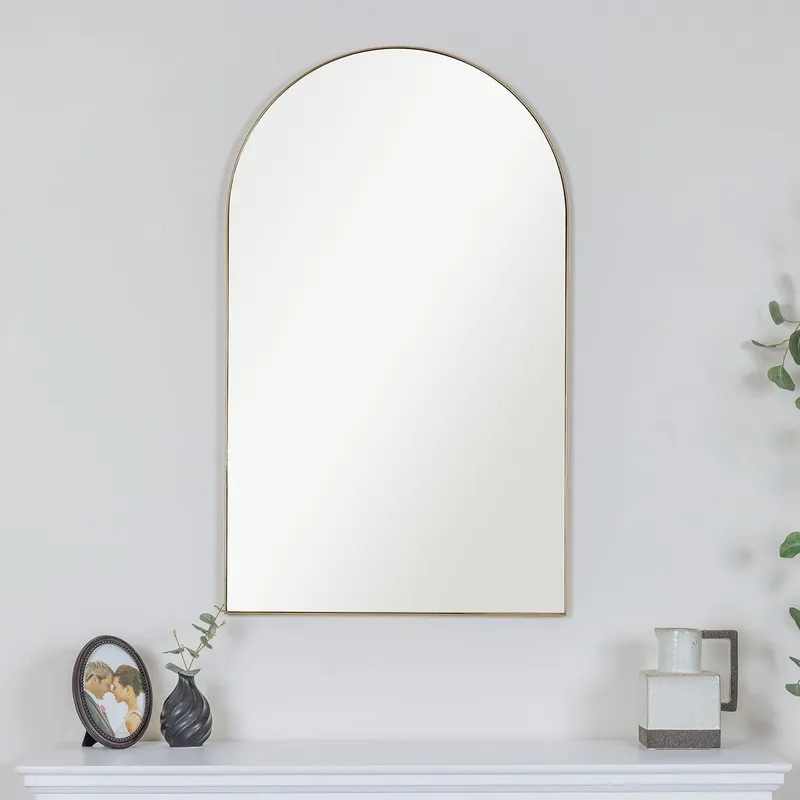 Melody Maison Large Framed Gold Arched Mirror 100cm X 60cm in Metallic Gold Size: 100 cm X 60 cm Metallic Gold 100 cm X 60 cm