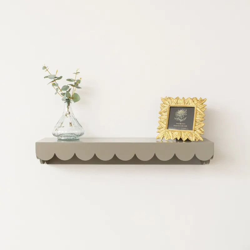Large Taupe Scalloped Wall Storage Shelf - 61cm Material: Home Decor & Accessories/Shelves & Storage