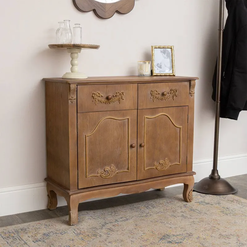 Melody Maison Large Wooden Sideboard Cupboard - Pays Du Bois Range in Brown Brown
