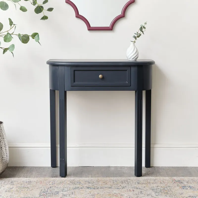 Melody Maison Navy Black Half Moon Table - Daventry Navy Black Range Black