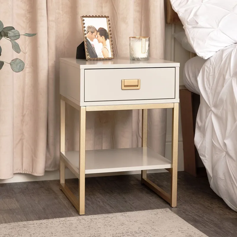 Melody Maison One Drawer Bedside Table - Elle Stone Range Stone